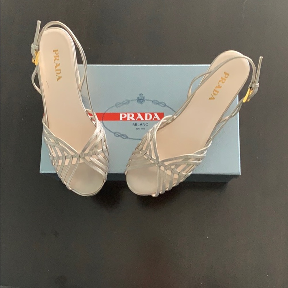 Prada Silver Strappy Sandals